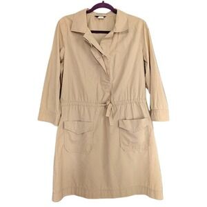 J.Crew Minimalist‎ 100% Cotton Belted Dress Beige Sz M Casual Basic Relaxed